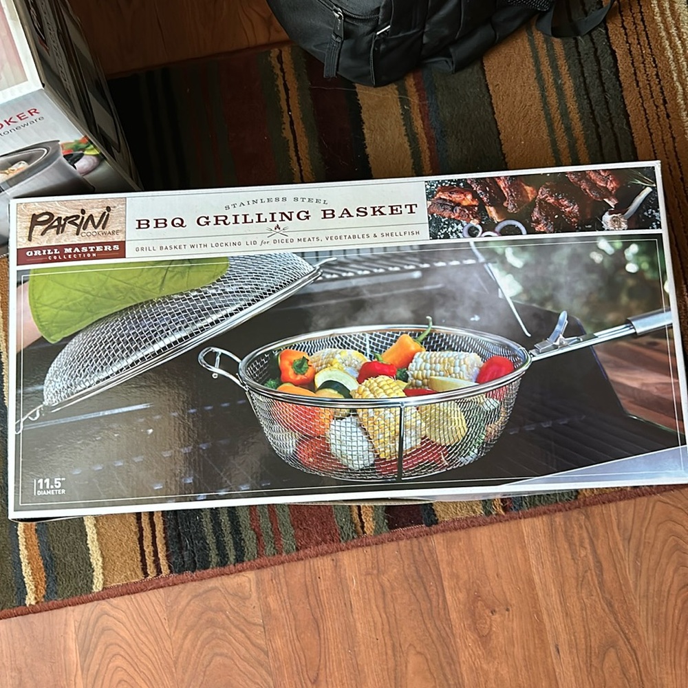 New in box! Parini BBQ Grilling Basket- Must have for summer cookouts!!